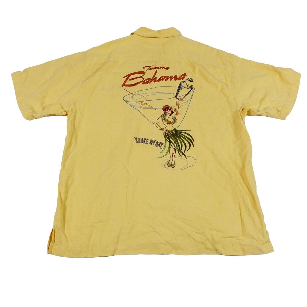 Tommy Bahama Silk Embroidered Shake My Day Hawaiian Button Up Camp Shirt Large - Picture 2 of 8